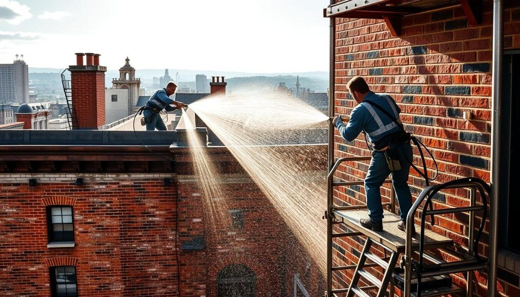Nettoyage de façades en brique
